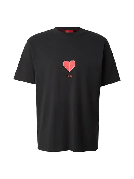 HUGO Tričko 'Dalentin'  červená / čierna