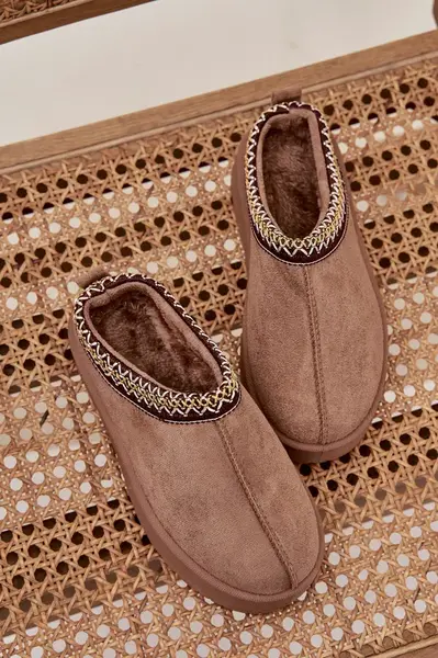 Dětské sněhule s výšivkou na platformě