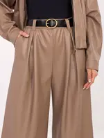 Dámské široké kalhoty v tmavě béžové barvě