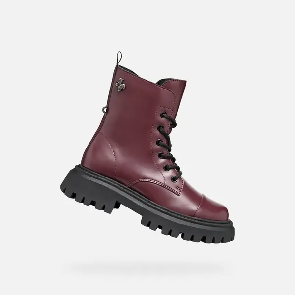 Bordové dívčí kotníkové boty Geox Maquinnens Girl