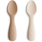 Mushie Toddler Starter Spoons lžička Natural/ Shifting Sand 12m+ 2 ks
