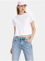 Bílé dámské zkrácené volné tričko Calvin Klein Jeans