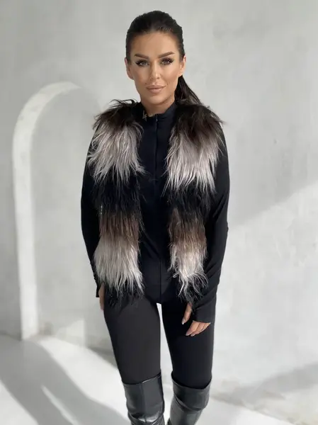 Dámska vesta s umelou kožušinou