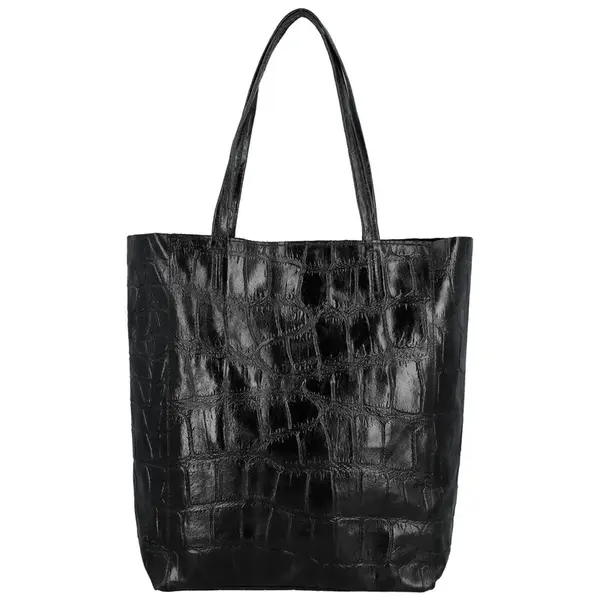 Dámská kožená kabelka na rameno černá - Delami Vera Pelle Rista