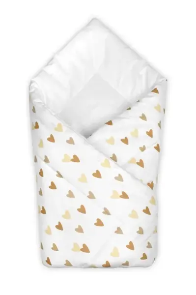 Baby Nellys Kojenecká zavinovačka klasik Srdíčka - bílá, béžová