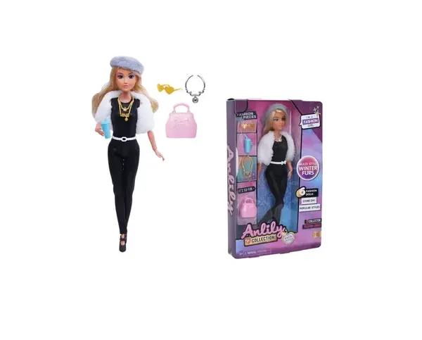 Bábika v kožuchu s doplnkami 29cm