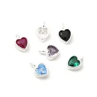 925 Sterling Silver Micro Pave Cubic Zirconia Heart Charms
