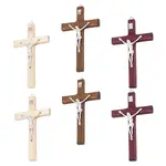 6Pcs 3 Colors Religion Cross Wood Big Pendants