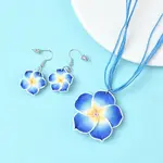 Flower Polymer Clay with Wax Cord Pendant Necklaces & Dangle Earrings Sets