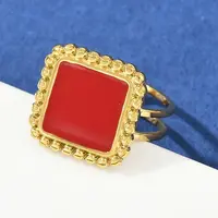 Square 304 Stainless Steel Enamel Finger Rings for Women