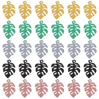 30Pcs 5 Colors Spray Painted Alloy Pendants