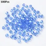 100Pcs Transparent Electroplate Glass Beads