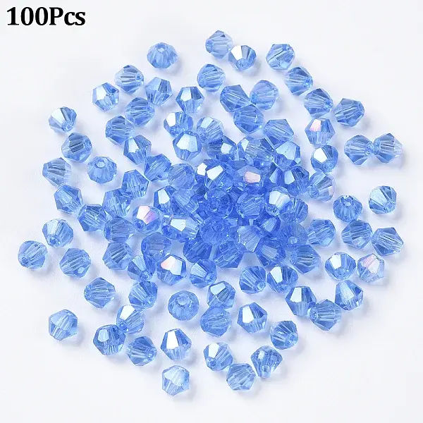 100Pcs Transparent Electroplate Glass Beads