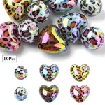 10Pcs 2 Styles UV Plating Opaque Acrylic Beads