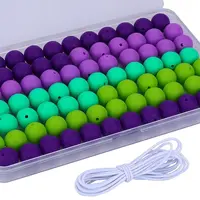 80Pcs 4 Style Round Silicone Focal Beads
