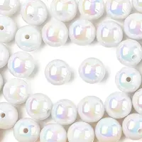 50Pcs UV Plating Rainbow Iridescent Acrylic Beads