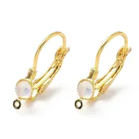Flat Round Brass Glass Leverback Earring Findings