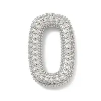 Brass Micro Pave Clear Cubic Zirconia Oval Linking Rings