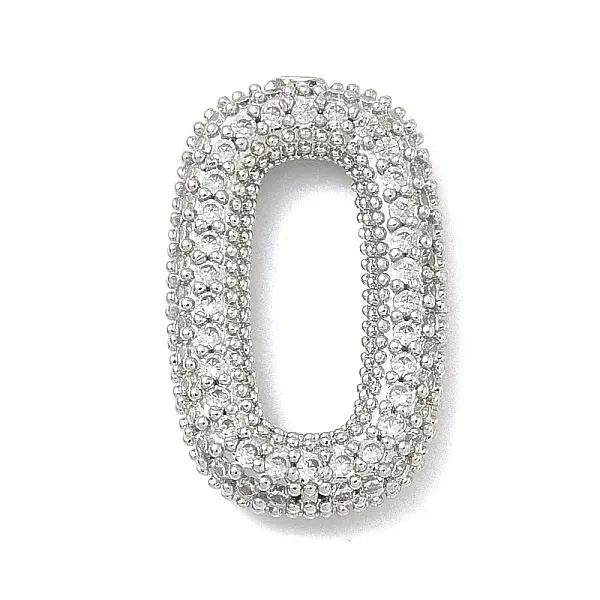 Brass Micro Pave Clear Cubic Zirconia Oval Linking Rings