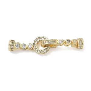 Ring Brass Micro Pave Clear Cubic Zirconia Fold Over Clasps