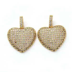 Brass Micro Pave Clear Cubic Zirconia Pendants
