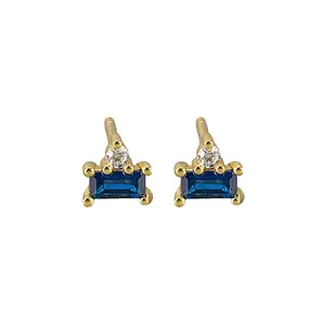Geometric S925 Silver Zircon Rectangle Stud Earrings