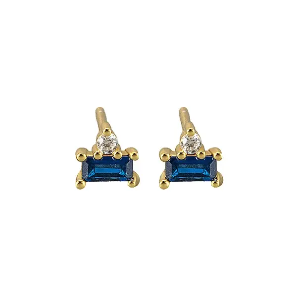 Geometric S925 Silver Zircon Rectangle Stud Earrings