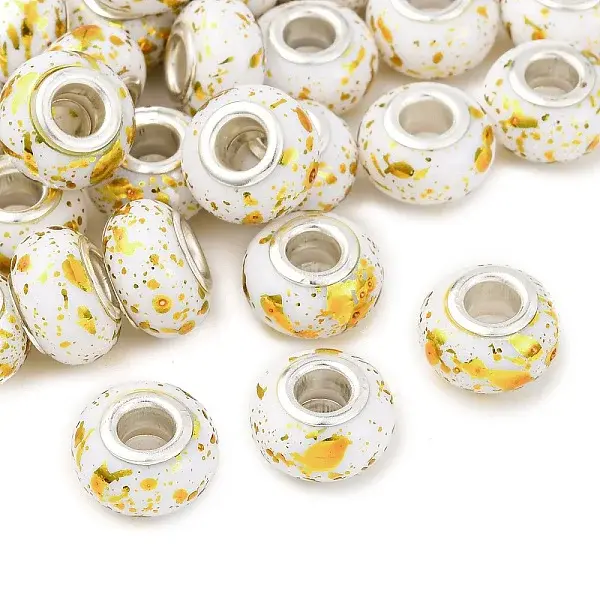 Opaque Resin Rondelle European Beads