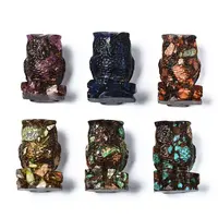 Owl Assembled Natural Bronzite & Synthetic Imperial Jasper Model Ornament