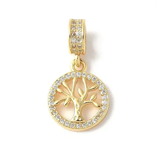 Brass Micro Pave Cubic Zirconia European Dangle Charms