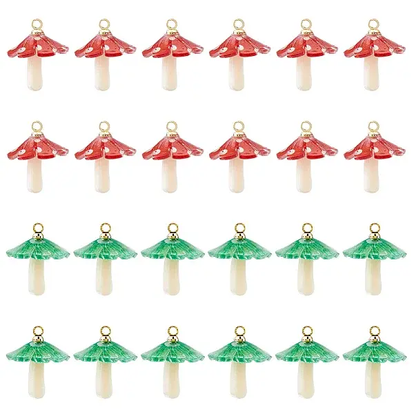 24Pcs 2 Colors Plastic Pendants