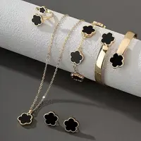 Flower Alloy Acrylic Cuff Bangles & Link Bracelets & Stud Earrings & Pendant Necklaces & Rings