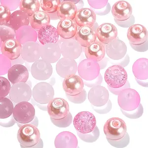 100Pcs Transparent Frosted Glass Beads Strands