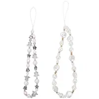 2Pcs 2 Styles Plastic Pearl & Resin & Glass Mobile Straps
