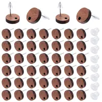 50Pcs Wood Stud Earring Finding