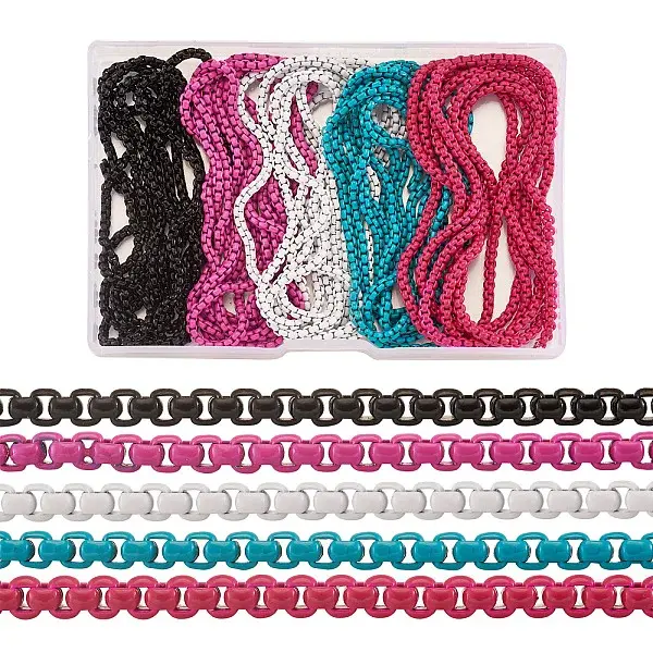 5Meters 5 Colors Spray Painted Brass Box Chains