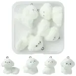 4Styles 4Pcs Flocking Resin Cute Puppy Pendants
