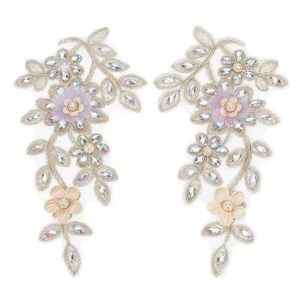 1Pair Polyester & Glass Lace Cloth Patches