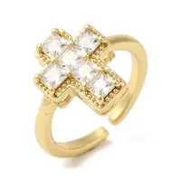 Cross Brass Micro Pave Clear Cubic Zirconia Open Cuff Rings