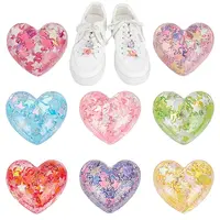 16Pcs 8 Colors Heart Resin Shoes Shoe Buckle Clips