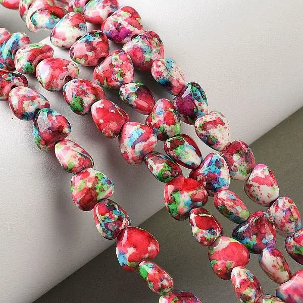 Spray Printed Synthetic Turquoise Beads Strands