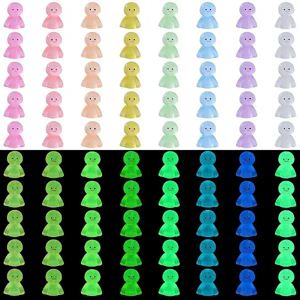 80Pcs 8 Colors Luminous Resin Doll Ornaments
