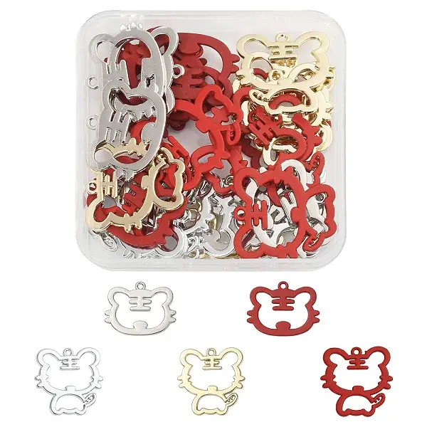 30Pcs 5 Style Spray Painted Alloy Pendants