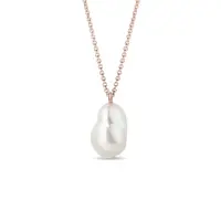 Náhrdelník z ružového zlata s barokovou perlou KLENOTA