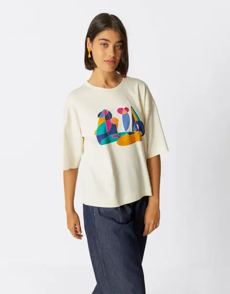 Tričko SKFK Lariz GOTS T-Shirt Cream