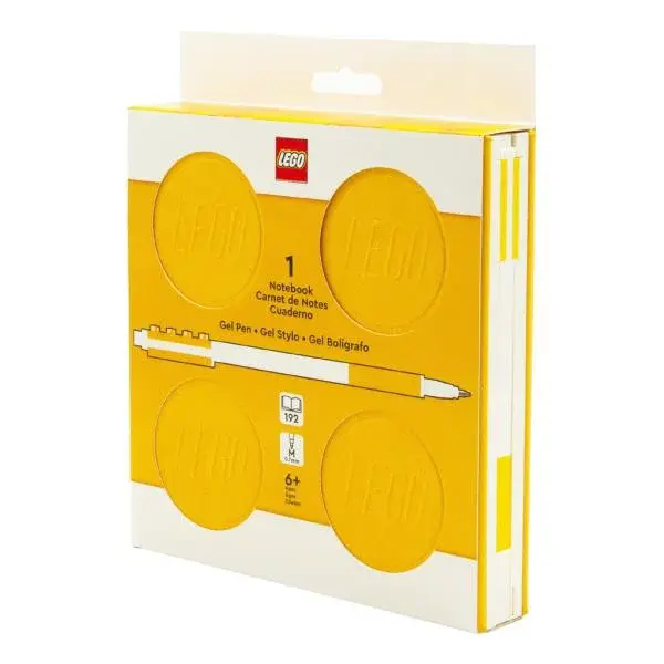 LEGO zápisník s gelovým perem jako klipem a náhradní náplní – žlutý