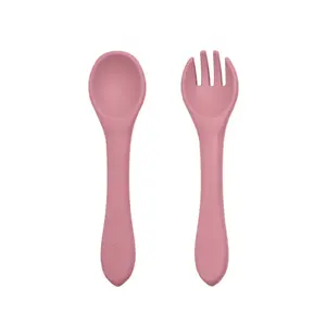 PETITE&MARS Příbor silikonový TAKE&MATCH Dusty Rose 6m+