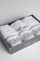 Dárková sada malých ručníků VITA, 3 ks Bílá / šedá výšivka