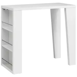 BAROVÝ STŮL, vysoce lesklá bílá, 120/107/60 cm