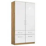 Rauch Möbel ŠATNÍ SKŘÍŇ S OTOČNÝMI DVEŘMI, dub artisan, vysoce lesklá bílá, 91/210/54 cm